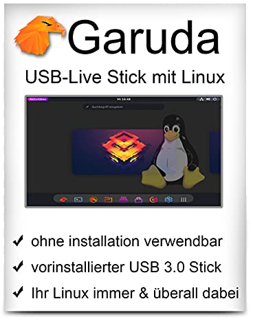 Linux Garuda mit 64 Bit auf 32 GB USB 3.0 Stick - USB Live Stick - bootfähig