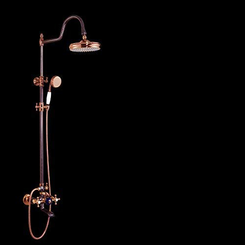 WONSIE Wasserhahn, Dusche, europäisches Duschset, antiker Warm- und Kaltwasserhahn, komplett aus Kupfer, für Badezimmer, Dusche, Badewanne, Dusche, Mischbatterie Fashionable
