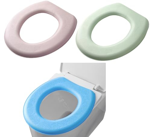Wuyue Hua 3PCS Toilet Seat Cover, Padded Toilet Seat Cushion, O-Shaped Washable or Portable Toilet Lid Tank Cover, Multicolor