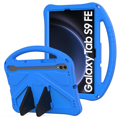 YRH for Samsung Galaxy Tab S10 FE Case, for Tab S9 FE 5G Case, 10.9-inch, Kids EVA Protective Cover with Stand Handle, Blue