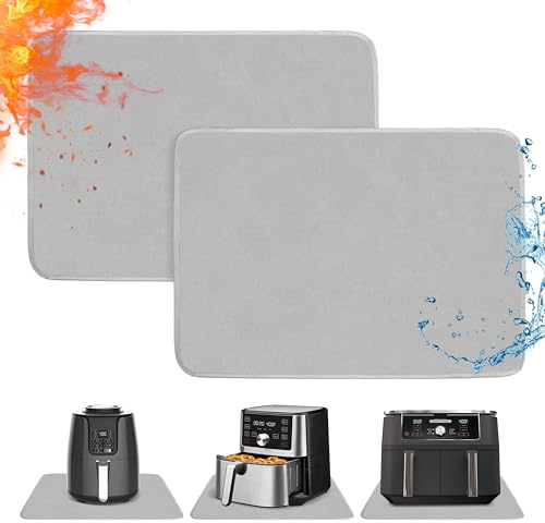 Amerbro Heat Resistant Mats for Countertop - Firproof 16x24 in Heat Resistant Mats for Air Fryer - Kitchen Countertop Protector for Air Fryer, Coffee Maker, Stand Mixer, Toaster, Oven 2PCS - Grey