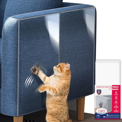 Kratzschutz Katze Tape, 16 Stück Sofa Kratzschutz Pad mit Selbstklebend, Doppelseitig Kratzpads für Katzen mit Selbstklebend Katze Kratzschutzfolie, Möbelschutz Möbelschoner Kratzpads