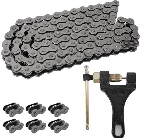 RUTU 420 Master Link 132 Links Drive Roller Chain for 110 125cc Dirt Pit Bike ATV Quad Go Kart Mini Bike Scooter With Chain Breaker