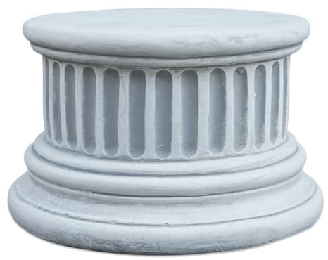 gartendekoparadies.de Sockel Podest mit Kanneluren rund, Steinsockel, H. 16 cm, Stellfläche Ø 23 cm, 13 kg, Grau, frostsicher aus Steinguss für Außenbereich