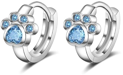 Silber 925 Creolen Klein für Damen, Mädchen, Herren - Zirkon Katzenpfote Ohrringe Huggies - Zierliche Knorpel Tragus Helix 12mm