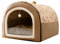 Großes Indoor-Hundehütte, Faltbares & Weiches Haustierbett Für Mittelgroße Hunde und Katzen, Warmes Flanell & Oxford-Gewebe, Gemustert, Größe L 50x40x35cm