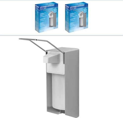 ARNOMED 2 Distributeur gel hydroalcoolique en aluminium, distributeur savon automatique 500ml, Levier long - fixation/montage mural, Soap Dispenser, distributeur de savon automatique