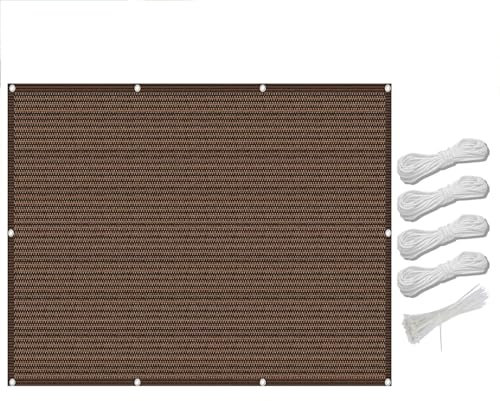 Sonnensegel Atmungsaktiv Rechteckig mit Ösen 1.5 x 6 m, HDPE Wetterbeständig Atmungsaktiv, Schattiernetz Sonnensegel Netz, Sonnensegel Abschattung, für Balkon Garten, Braun