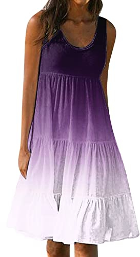Kleider Damen Kleid Schwarz Abendkleid Lang Boho Sommerkleid Freizeit Swing Strandkleider Mit Taschen Kleid Schwarz Damen Lose Tunika Freizeitkleid Wickelkleid Kleid Hochzeitsgast Damen(2-Purple,XXL)