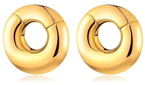 Longbeauty Magnetisch Ohrgewichte für Gestreckte Ohrmessgeräte Ohrhänger Edelstahl Flesh Tunnel Plug Hoop Expander Ohrpiercing, Gold, 0G (8mm)