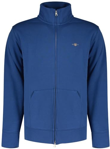 GANT Men's Reg Shield Full Zip Sweat Cardigan, Rich Blue, L