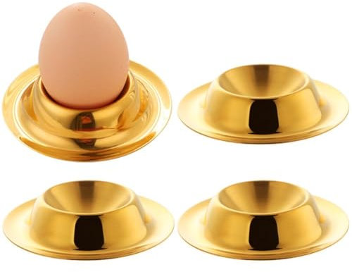 Ymxygz Eierbecher-Set, 4-teilig, Edelstahl, Weichgekochte Eierbecher, Halter, Ständer, Eierbecher-tablett, Inklusive 4 Eiern, Geschirr, Küchenutensilien