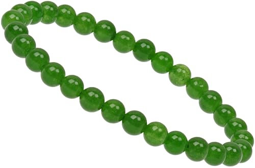 ELEDORO Stretch Armband aus echten Edelstein-Perlen (6mm) – Perlenarmband für stilvolle Eleganz (Nephrit Jade)