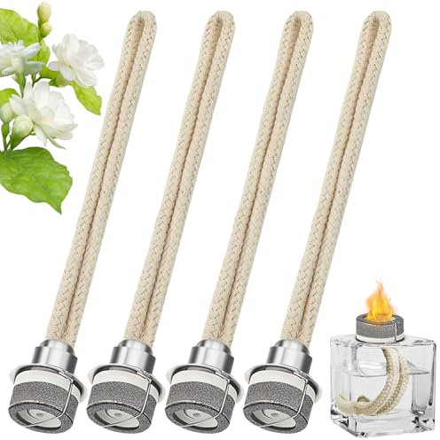 Duftlampe Docht mit Katalytischem Brenner: WIYETY 4 Stück Öllampe Docht Öl Lampe Docht Ersatz, Katalytische Lampe Ersatz Docht Mit Brenner, für Raumluft Verbessern Heim Dekoration, 18 cm (Silber)