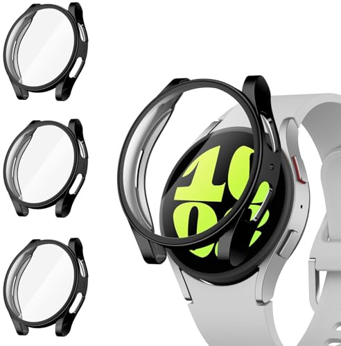 Wanme 3 Stück Hülle für Samsung Galaxy Watch 6 40mm / 44mm Schutzhülle, Hülle mit Schutzfolie,Weiche TPU Schutzhülle für Einfache Installation, Vollständige Abdeckung Case für Galaxy Watch 6 40mm/44mm