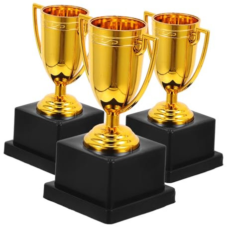 OFFSCH 3St Trophäe kleine Pokale Mini-Award-Cupsr Mini-Preispokale Sportpokal für Kinder Halloween-Partyzubehör für Erwachsene Pokale Siegerpokal Plastik Golden Wiederverwendbar