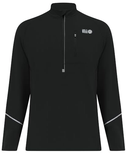 Time To Run Long Sleeve Running/Gym/Sports Top For Men Thermal Breathable Quick Dry Shirt Ideal For Winter With Chest Pocket & Thumbloops Medium 38-40 Jet