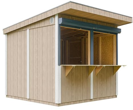 Grand Stand marché avec comptoir 5,9 m2 - H240x248x305 cm - Bar Jardin, kiosque extérieur - Abri de Jardin Qualité Premium - Construction de Panneaux LP Smartside - Timbela M950-TERRA Brown