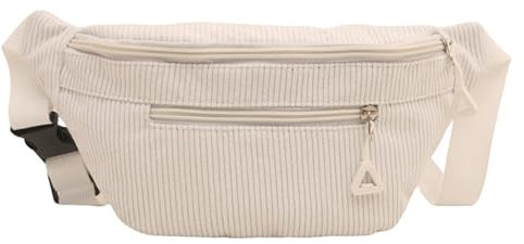 Cord Bauchtasche für Damen und Herren Gürteltasche Damen Verstellbarer Gurt Hüfttasche Bauchtasche Klein Brusttasche Bum Bags aus Cord für Outdoor Sport (Weiß B)
