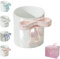 biubiusot Affascinante tazza da 350 ml con fiocco e manico a fiocco, in ceramica rosa, per donne, amici, colleghi, San Valentino, Natale, compleanno