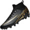 Csgkag Scarpe da Calcio Uomo all'aperto High Top Spikes Tacchetti Professionali Leggero Antiscivolo Scarpe da Calcetto Prato Artificiale Scarpe da Allenamento Teenager,Nero,EU43