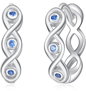 KINGWHYTE Türkisches Auge Ohrringe 925 Sterling Silber Unendlichkeit Blau Böses Auge Helix Knorpel Huggie Runde Creolen Ohrringe für Frauen Mädchen