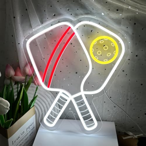 Pickleball Neon Schild Dimmbare LED Sport Neon Sign für Wand Deko | USB Betriebene Sport-Thema Neon Licht für Schlafzimmer Zubehör Bar Pub Club Mann Höhle Party Geschenk