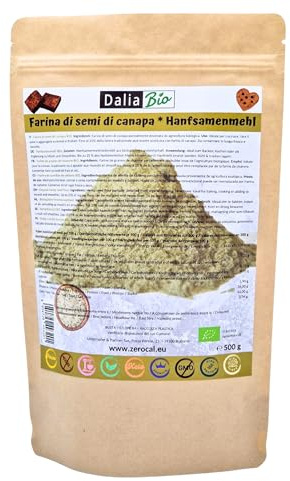 Dalia – Bio Hanfsamenmehl 500g | 43% Protein | Glutenfrei | Ballaststoffreich | Vegan | Ideal für Brot, Smoothies & Backen | Premium Qualität