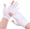 2 Pairs White Cotton Gloves for Eczema, White Fingerless Moisturizing Gloves for Dry Hands, Thin Eczema Glove for Moisturizing Night Glove, Size M