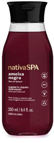 O Boticário Nativa SPA Ciruela Negra 250ml | Gel de Ducha Hidratante y Jabón Líquido de Baño | Gotas de Quinoa para Más Hidratación | Piel Suave, Limpia y Perfumada | Vegano