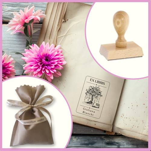 Ex Libris Timbro Personalizzabile | Ex Libris Timbro Personalizzato in Legno | ALBERO DELLA VITA | Template Grafici Pronti da Personalizzare | Idea Regalo per Appassionati di Lettura