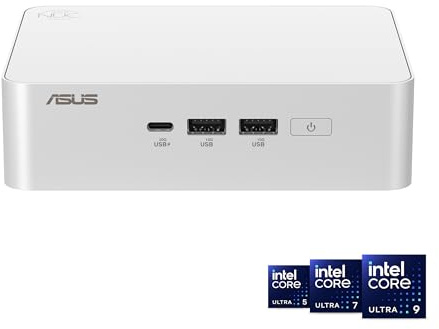 ASUS NUC 15 Pro+ Mini PC con sistema completo Intel Series 2 Core Ultra 7 255H, 32 GB di RAM DDR5, 1 TB SSD, Thunderbolt 4, Wi-Fi 7 e Bluetooth 5.4, Win 11 Home, telaio in alluminio argentato senza