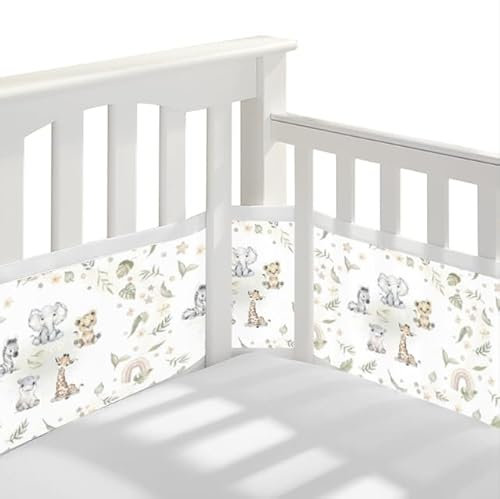 Bizcasa Bettumrandung Babybett,2 Stück Bettumrandung Nestchen Breathable 4-Seitiges Netzfutter für Kinderbetten-Verstellbar,Abnehmbar -340cmx30cm + 160cmx30cm (Animal)
