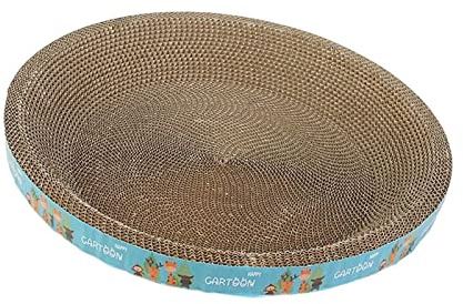 Katzenkratzer aus Karton, Katzenkratzbett, Couch, Lounge, Trainingsspielzeug, Karton, Katzenbett, gewellte Kratzunterlage für Teppiche, schützt Möbel, runde Giraffe, 43 cm