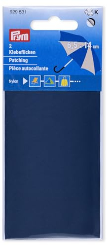 Prym 929531 Klebeflicken Nylon, 2 Stück, 6,5 x 14cm, mittelblau