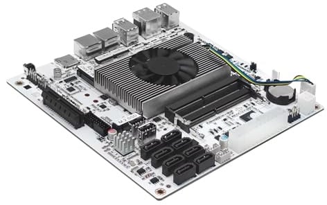 ROUAFWIT Mni ITX NAS Motherboard 8 Bay i5 8265U, 17X17cm PC Mainboard mit 2x 2.5GbE LAN, 2 x DDR4 Slot, 2 x NVMe, 1x PCI-Ex4, Support VT-x/VT-d, HD+DP 4K, 32GB RAM 1TB SSD