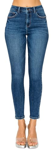 WAX JEAN Women's 'Butt I Love You' Push-Up High Rise Skinny Denim Jeans, Dark, 7