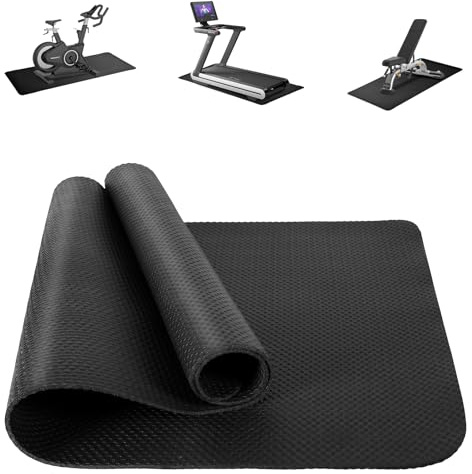 DiULi Treadmill Mat, 4mm Gym Equipment Floor Protector with Carry Bag, Noise Reduction & Non-Slip Mat for Treadmill, Exercise Bike,Black