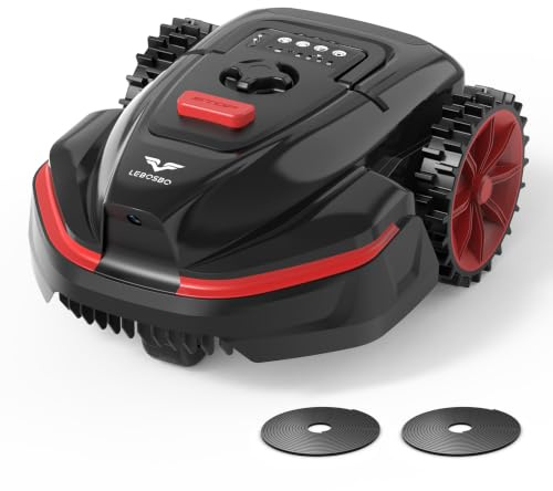 LEBOSBO V3 Robot Tagliaerba Senza Filo Perimetrale, Navigazione Visiva AI, 150+ Ostacoli, Controllo tramite App, Motore Brushless, 50 dB, Strisce Magnetiche, per Piccoli Giardini Pianeggianti