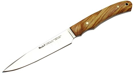 Muela CRIOLLO-14.OL Cuchillo de caza con mango de madera de olivo con funda de cuero