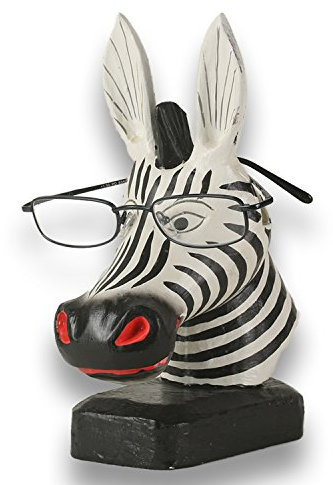 ART-CRAFT Brillenhalter brillenständer brillenablage Zebra aus Holz handgeschnitzt und handbemalt 20cm