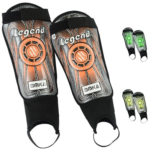 OMKA Legend Schienbeinschoner Schienbeinschützer Shin Guard Fußball Knöchelschutz Orange M