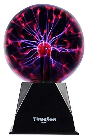 Theefun 6 Zoll Plasmakugel,Magische Leucht Ball Plasmalampe Berührungsempfindliche Blitzkugel Blinkende Pädagogisches Spielzeug Physik Blitzlicht Plasmalampe SphäreLichteffekte aus Glas,Rot