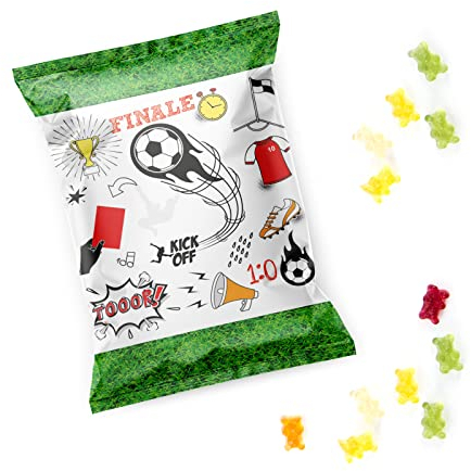 Logbuch-Verlag 25 mini Gummibärchen Tüten Fußball Deko Give-Away Kindergeburtstag Jungs kleine Süßigkeit Vereinsfeier Fußballparty