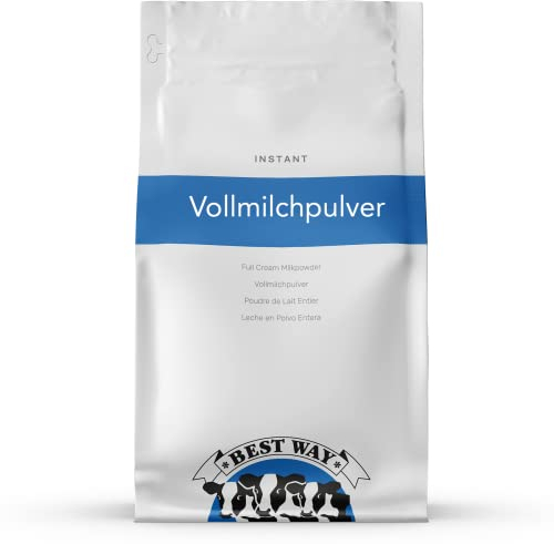 Best Way Instant Vollmilchpulver 1 KG | Lange haltbar | Schnell und einfach Milch herstellen (nur Wasser hinzufügen) | Vielfältige Anwendungsmöglichkeiten| Immer milch im haus