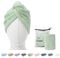 ENETIX 2 Stück Microfaser Handtuch für Damen, Haare Schnelltrocknend 25 × 70 cm Super Absorbierender Anti-Frizz-Haar-Turban, Schnell trocknende Haartücher mit Knopf (Minze)