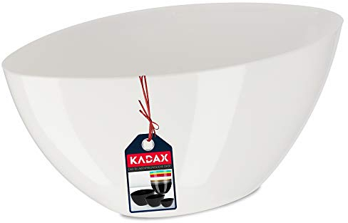 KADAX Blumentopf, ovaler Übertopf, Pflanztopf aus Kunststoff, Blumenübertopf, Deko, Pflanzkübel für Innen, Blumen, Pflanzen, Balkon, Blumenkübel, Pflanzgefäß, Moderne Form (38 x 14 cm, Weiß)