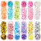 SAVITA 12 Colori Fiocchi di Glitter Iridescenti Paillettes per Unghie Olografiche Glitter Grosso Resina Epossidica Irregolare Vernice Artigianato Artistico Cosmetico per Festival Glitter per il Corpo