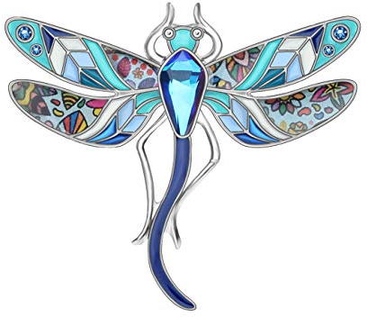 WEVENI Emaille Libelle Brosche Pins Für Frauen Damen Mädchen Mode Schmuck Schal Hut Dragonfly Zubehör Geschenk (Blau)