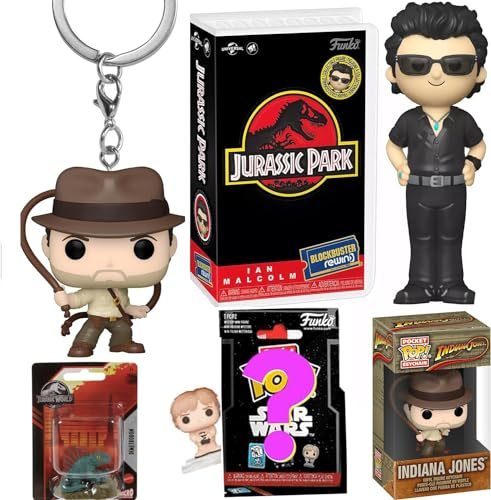 Owen Blue Jurassic World Dinosaur Figure Bundled with Tracker Team Jungle Adventure Dino Heads + Backpack Hanger Movie Keychain + Magnet & Creature Stickers 4 Items